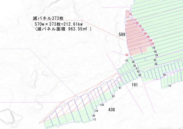 パネル配置検討図（サンクチュアリ高知市仁井田太陽光発電所）